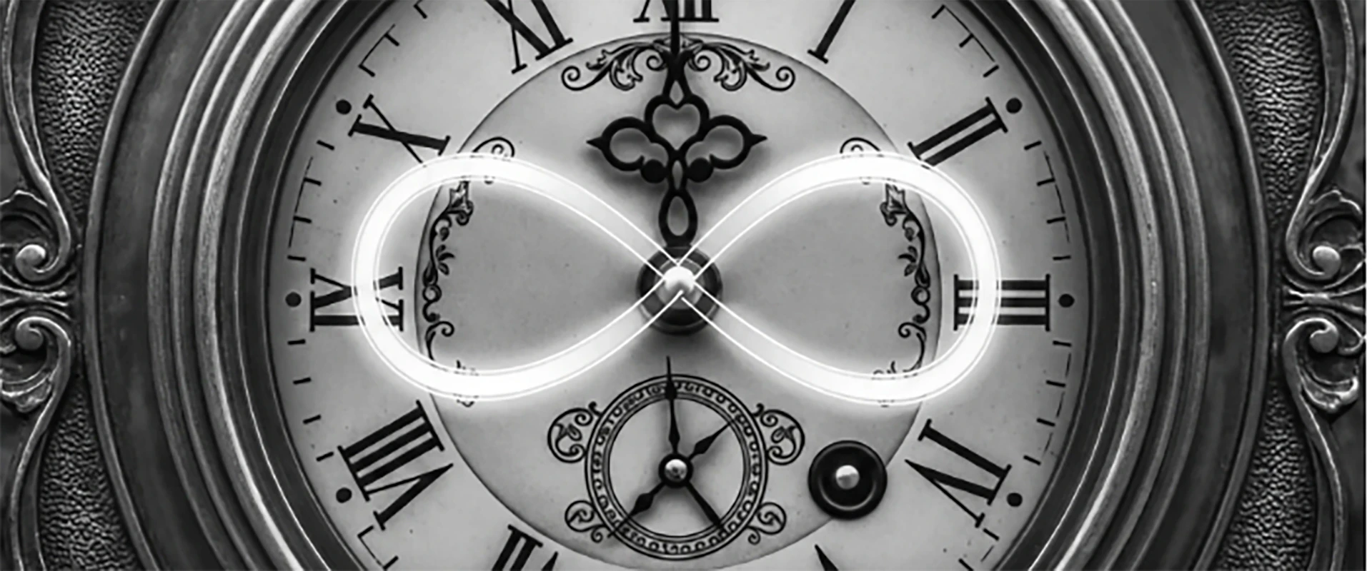 Relógio com símbolo de infinito gerado por Inteligência Artificial